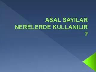 asal sayilar nerelerde kullanilir