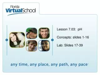 Lesson 7.03: pH Concepts: slides 1-16 Lab: Slides 17-39