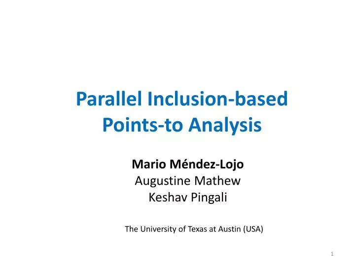 parallel inclusion based points to analysis