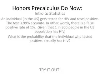 Honors Precalculus Do Now: