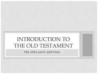 Introduction to the old testament