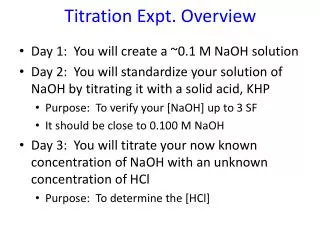 Titration Expt. Overview