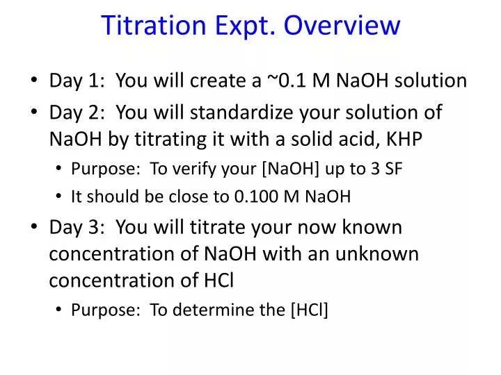 titration expt overview