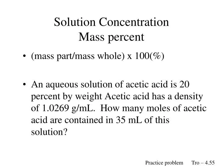 solution concentration mass percent