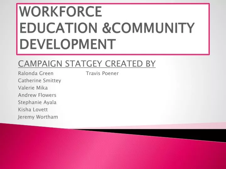 workforce education community development