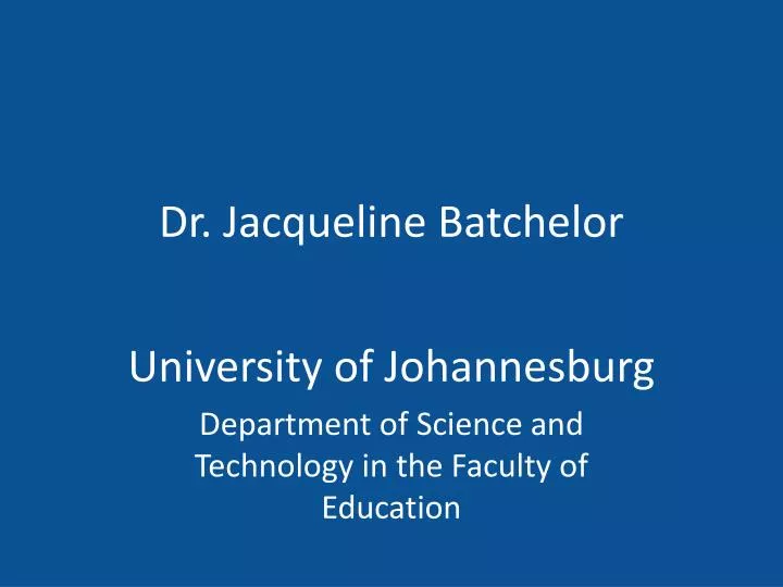 dr jacqueline batchelor