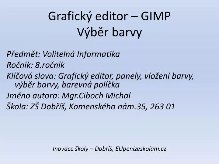 grafick editor gimp v b r barvy