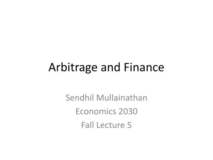 arbitrage and finance