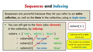 Sequences and Indexing