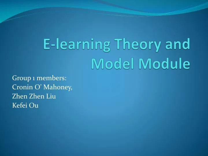 e learning theory and model module