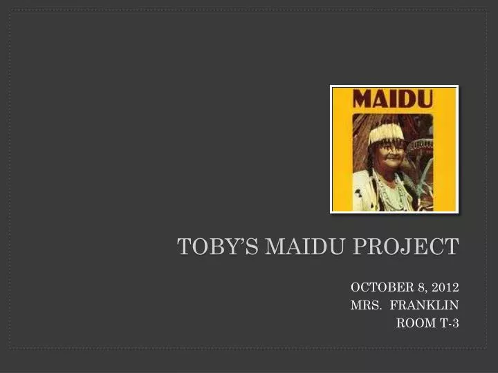 toby s maidu project