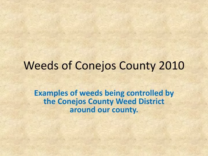 weeds of conejos county 2010
