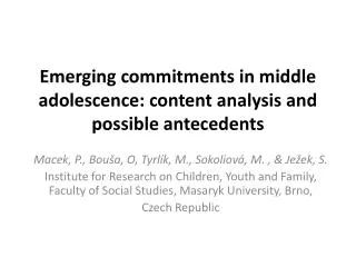 Emerging commitments in middle adolescence: content analysis and possible antecedents