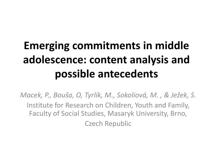 emerging commitments in middle adolescence content analysis and possible antecedents