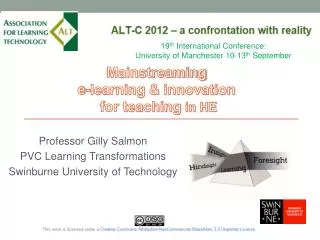 Professor Gilly Salmon PVC Learning Transformations Swinburne University of Technology