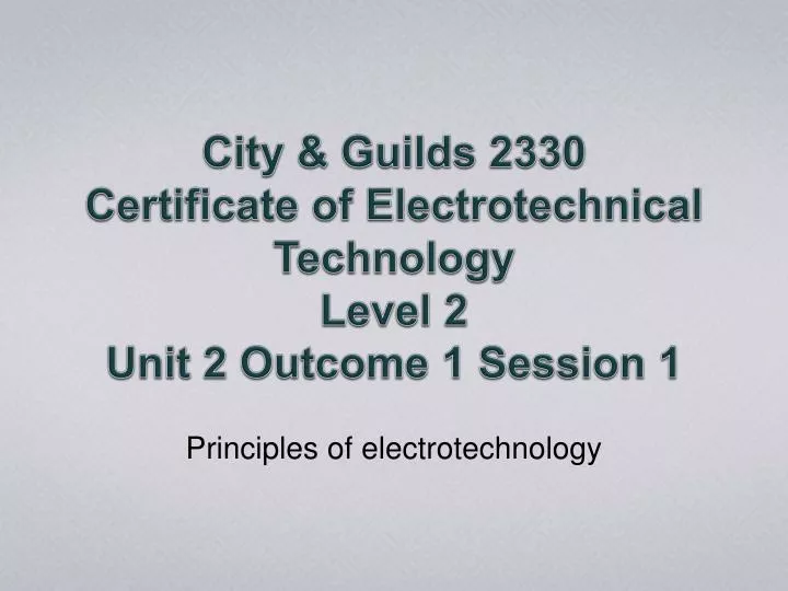 principles of electrotechnology