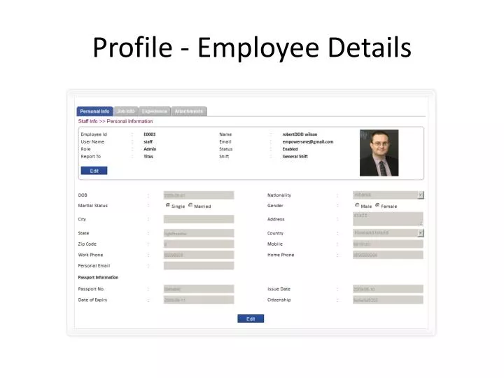 profile employee details