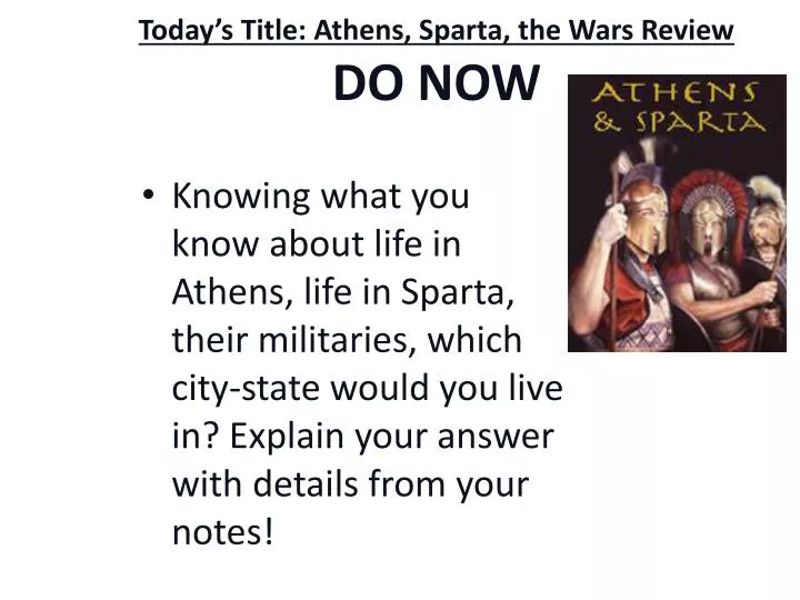 today s title athens sparta the wars review do now