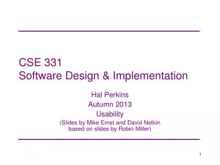 CSE 331 Software Design &amp; Implementation