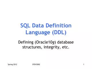 SQL Data Definition Language (DDL)