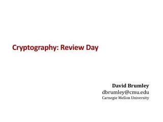 Cryptography: Review Day