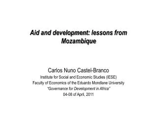 Aid and development : lessons from Mozambique