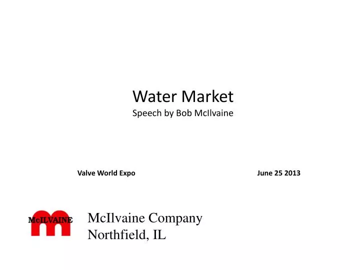 water market speech by bob mcilvaine