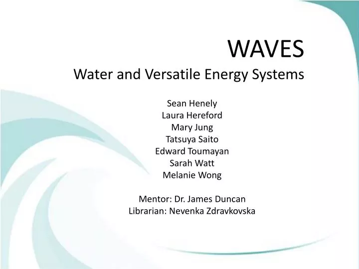 waves water and versatile energy systems