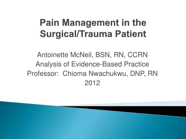 pain management in the surgical trauma patient