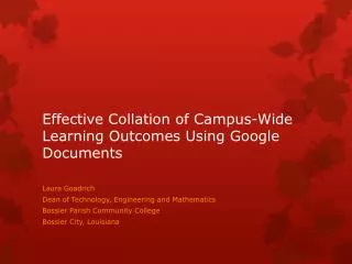 Effective Collation of Campus-Wide Learning Outcomes Using Google Documents
