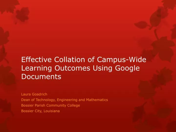effective collation of campus wide learning outcomes using google documents