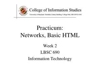 Practicum : Networks, Basic HTML