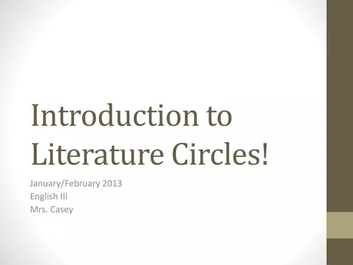 introduction to literature circles