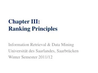 Chapter III: Ranking Principles