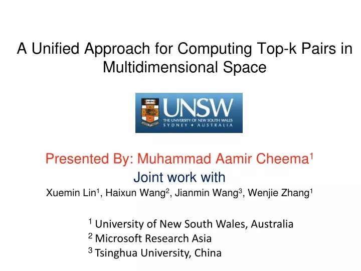 a unified approach for computing top k pairs in multidimensional space