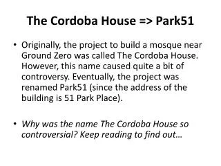 The Cordoba House =&gt; Park51