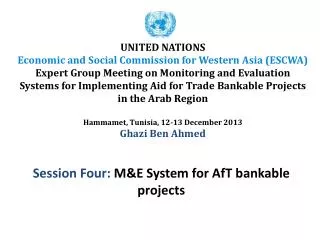Session Four: M&amp;E System for AfT bankable projects