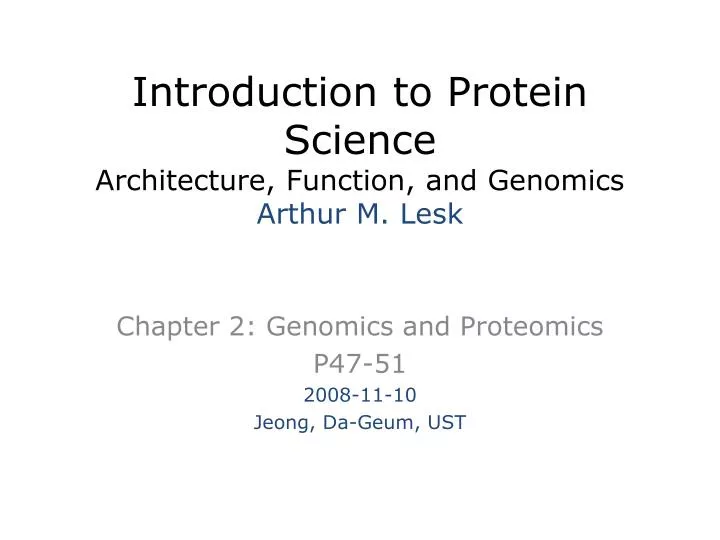 introduction to protein science architecture function and genomics arthur m lesk