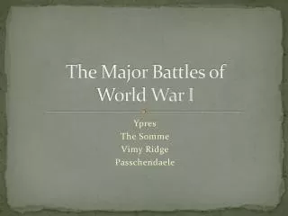 The Major Battles of World War I