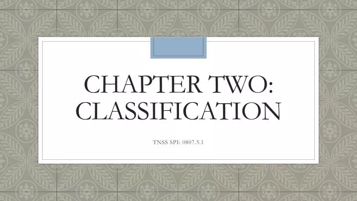 chapter two classification