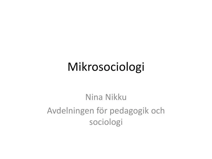 mikrosociologi