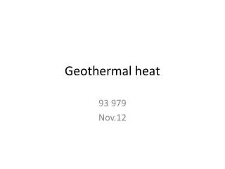 Geothermal heat