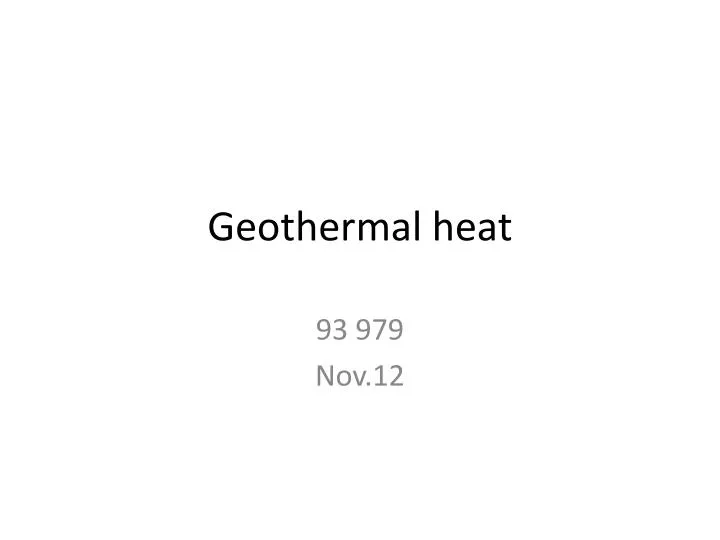 geothermal heat