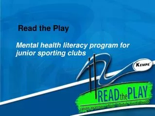 Read the Play Mental health literacy program for junior sporting clubs
