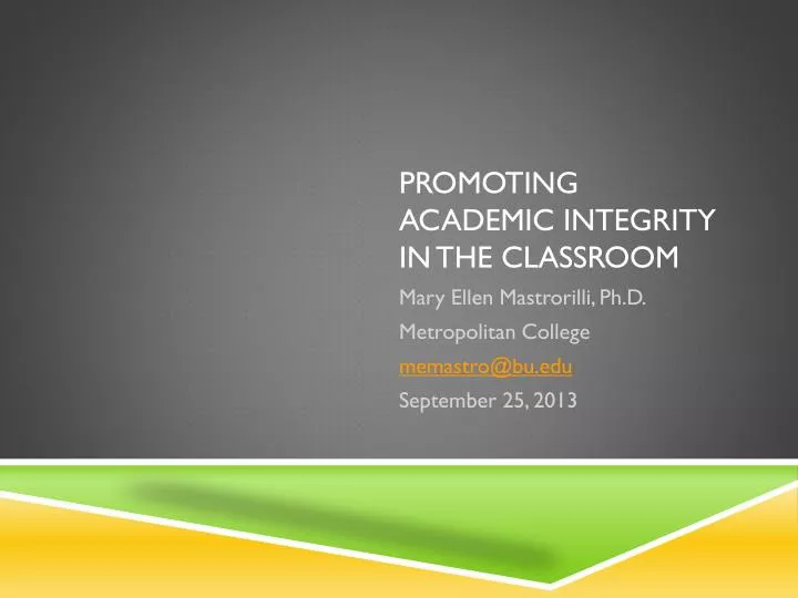 promoting academic integrity in the classroom