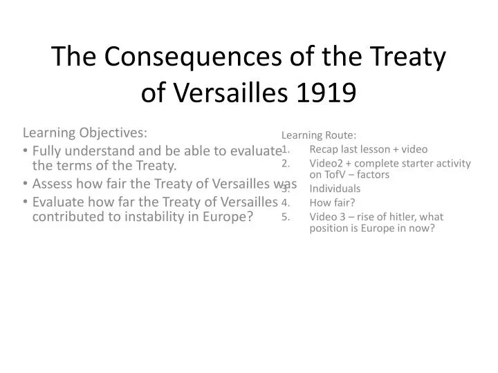 the consequences of the treaty of versailles 1919