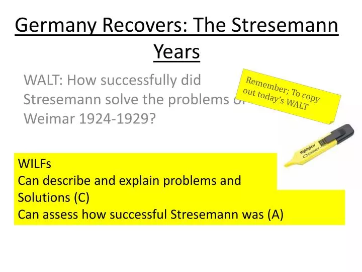 germany recovers the stresemann years