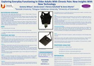 Exploring Everyday Functioning In Older Adults With Chronic Pain: New Insights With New Technology