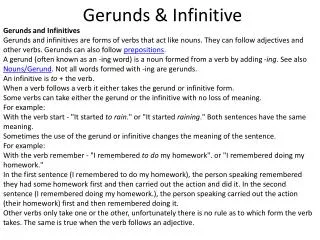 Gerunds &amp; Infinitive