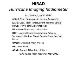 HIRAD Hurricane Imaging Radiometer